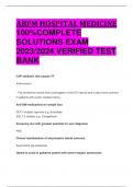 ABFM HOSPITAL MEDICINE 100%COMPLETE  SOLUTIONS EXAM  2023/2024 VERIFIED TEST  BANK