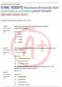 CS 4402 - AY2020-T1 Final Exam (Proctored) 2020 QUESTIONS & ANSWERS LATEST UPDATE (RETAKE EXAM 2024)