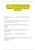 GOVT 2305 EASTFIELD COLLEGE  FINAL EXAM WITH VERIFIED 100%  CORRECT ANSWERS | ALREADY  GRADED A+
