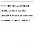 WGU C175 PRE ASSESMENT EXAM / QUESTIONS AND CORRECT ANSWERS 2023/2024 / GRADED A+ 100% CORRECT.