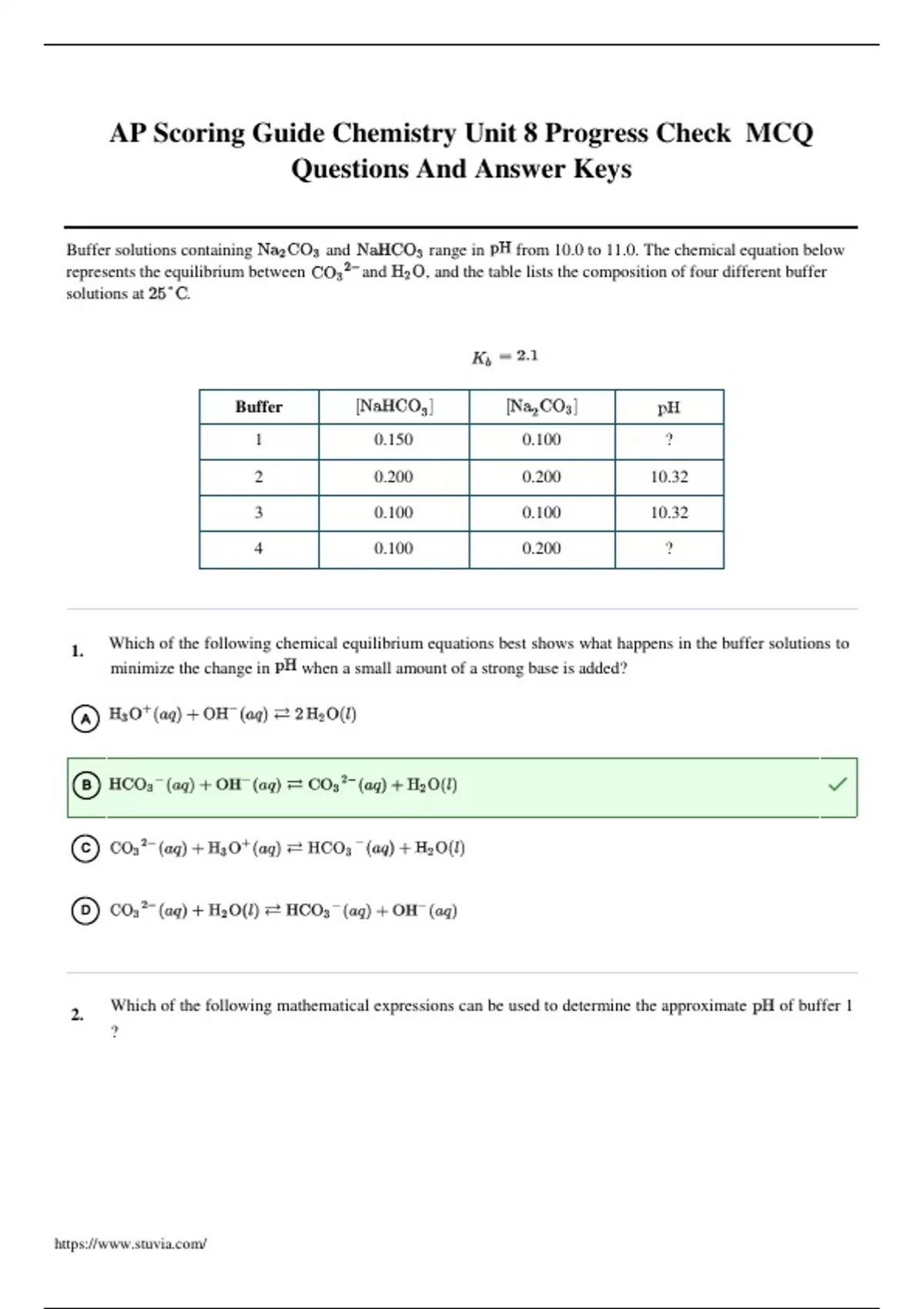 unit 8 progress check mcq ap chem answer key