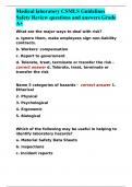 Medical laboratory CSMLS Guidelines Safety Review questions and answers Grade A+