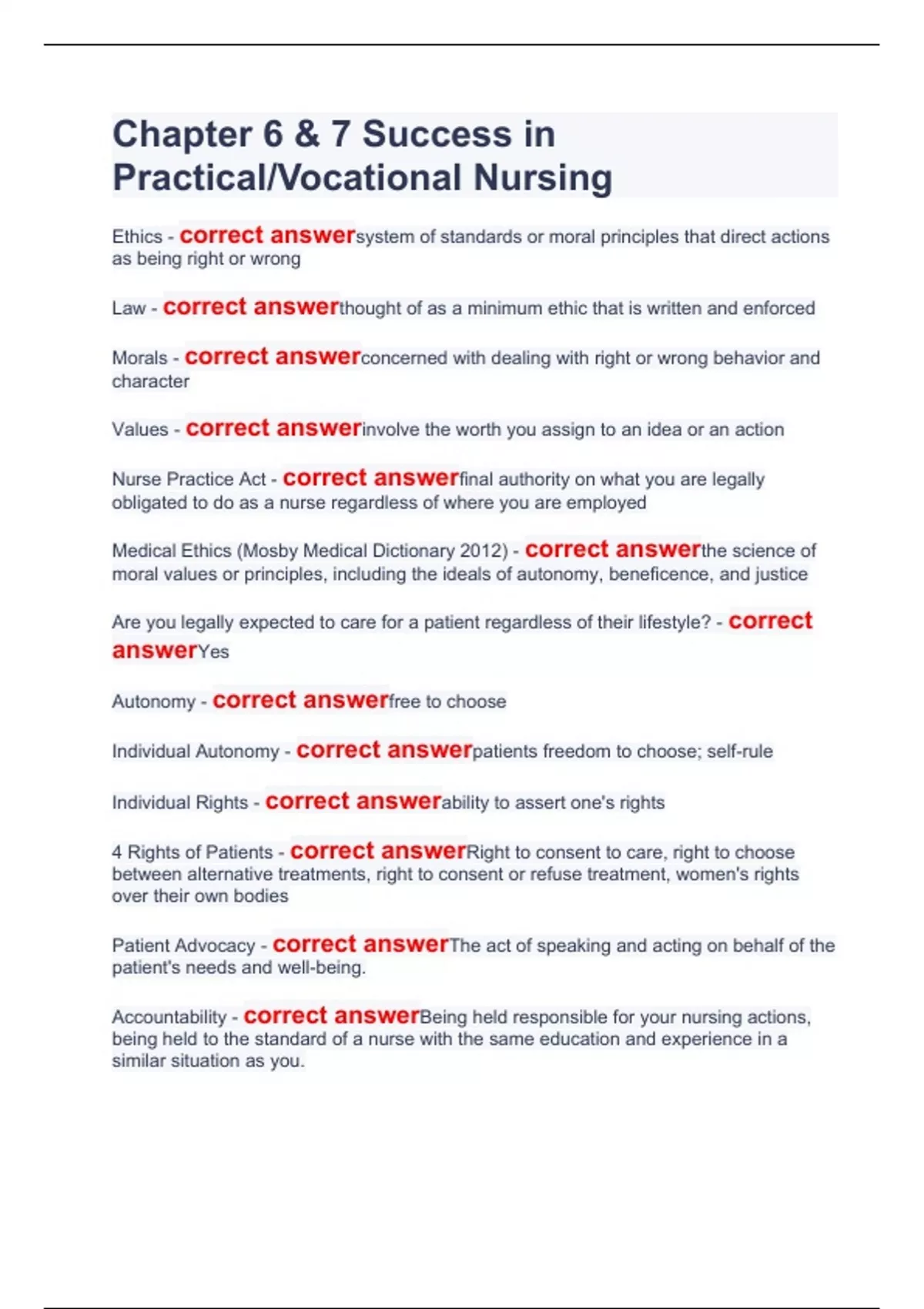 Chapter 6 And 7 Success In Practical Vocational Nursing Chapter 6 And 7 Success In Practical
