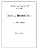 HUMN 303 EXAM PREP VERIFIED INTRO TO HUMANITIES COMPLETED 2024.