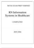 NR 361 EXAM PREP VERIFIED RN INFORMATION SYSTEMS IN HEALTHCARE COMPLETED