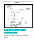 Biology 116 Exam 1 With Complete Solutions 20232024