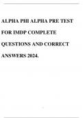 ALPHA PHI ALPHA PRE TEST FOR IMDP COMPLETE QUESTIONS AND CORRECT ANSWERS 2024.