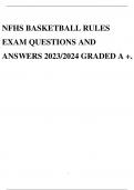 NFHS BASKETBALL RULES EXAM QUESTIONS AND ANSWERS 2023/2024 GRADED A +.