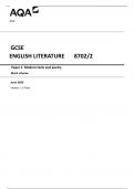 AQA GCSE ENGLISH LITERATURE 8702/2 Paper 2 Modern texts and poetry Mark scheme June 2023 Version: 1.0 Final 