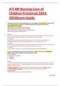 ATI RN Nursing Care of Children Proctored 2023- 2024Exam Guide 