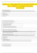 CRITICAL CARE HESI EXIT EXAM QUESTIONS AND 100% CORRECT ANSWERS UPDATED TEST BANK