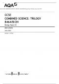 AQA GCSE COMBINED SCIENCE: TRILOGY 8464/B/2H Biology Paper 2H Mark scheme June 2023