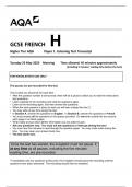 AQA GCSE FRENCH H Higher Tier AQA Paper 1 Listening Test Transcript 8658-LH-T-TRAN-French-G-23May23