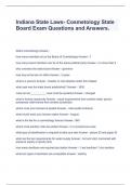  Indiana State Laws- Cosmetology State Board Exam Questions and Answers.