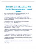 CMN 571- Unit 2 Questions With  Verified Correct Answers | Latest  Update