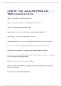 HCB 101 Test  exam 2023/2024 with 100% correct answers