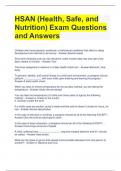 HSAN (Health, Safe, and Nutrition) Exam Questions and Answers 