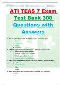 ATI TEAS 7 Exam Test Bank 300 Questions with Answers