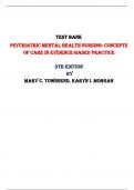  Psychiatric Mental Health Nursing: Concepts of Care in Evidence-Based Practice 9th Edition Test Bank By Mary C. Townsend, Karyn I. Morgan | Chapter 1 – 38, Latest-2023/2024|