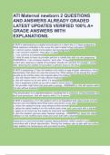 ATI Maternal newborn 2 QUESTIONS  AND ANSWERS ALREADY GRADED  LATEST UPDATES VERIFIED 100% A+  GRADE ANSWERS WITH  EXPLANATIONS.