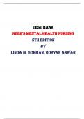  Neeb's Mental Health Nursing 5th Edition Test Bank By Linda M. Gorman, Robynn Anwar | Chapter 1 – 22, Latest-2023/2024|