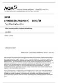 AQA GCSE CHINESE (MANDARIN) 8673/SF Paper 2 Speaking Foundation Mark scheme including Guidance for Role-Plays June 2023