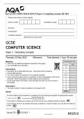 AQA GCSE COMPUTER SCIENCE Paper 2 Computing concepts QP 2023