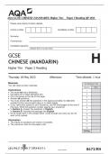 AQA GCSE CHINESE (MANDARIN) Higher Tier Paper 3 Reading QP 2023