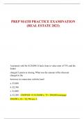 PREP MATH PRACTICE EXAMINATION  (REAL ESTATE 2023)