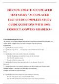 2023 NEW UPDATE ACCUPLACER  TEST STUDY / ACCUPLACER  TEST STUDY COMPLETE STUDY GUIDE QUESTIONS WITH 100% CORRECT ANSWERS GRADED A+
