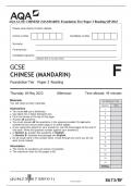 AQA GCSE CHINESE (MANDARIN) Foundation Tier Paper 3 Reading QP and MS  2023