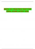 MATH 101 PRACTICE TEST FOR FINAL EXAM LATEST 2023 