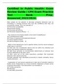 Certified in Public Health: Exam Review Guide / CPH Exam Practice Test Bank Prep_ Answered_2022/2024.