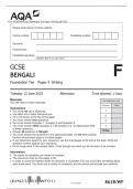 AQA GCSE BENGALI Foundation Tier Paper 4 Writing QP 2023 