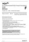 AQA GCSE BENGALI Foundation Tier Paper 1 Listening Test Transcript QP 2023 