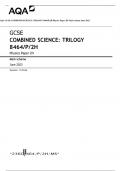 AQA GCSE COMBINED SCIENCE: TRILOGY 8464/P/2H Physics Paper 2H Mark scheme June 2023 