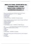 MNG-210 FINAL EXAM WITH ALL POSSIBLE REAL STUDY QUESTIONS CORRECTLY ANSWERED/GRADED A+