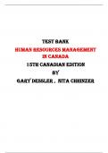 Human Resources Management in Canada 15th Canadian Edition By Gary Dessler ,  Nita Chhinzer|All Chapters,  Latest-2023/2024|
