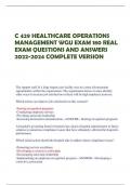 C 429 HEALTHCARE OPERATIONS  MANAGEMENT WGU EXAM 180 REAL EXAM QUESTIONS AND ANSWERS  2022-2024 COMPLETE VERSION