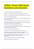 TESOL Praxis 5362 Exam Questions and Answers