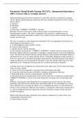 Psychiatric Mental Health Nursing (NCLEX)_ Summarized Questions a 100% Correct with A+ Graded Answers