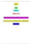  AQA  GCSE GERMAN 8668/LH HIGHER TIER PAPER 1 LISTENING  Question Paper and Mark scheme {MERGED} Guaranteed Success