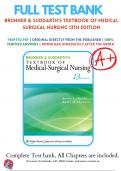 Brunner & Suddarth Textbook of Medical-Surgical Nursing 13th 14th 15th Edition by Hinkle- Cheever Test Bank