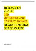 HESI EXIT RN 2023 V3 160 QUESTIONS AND CORRECT ANSWER NEWEST UPDATE A GRADED SCORE