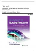 Test Bank - Essentials of Nursing Research, 10th Edition (Polit, 2022), Chapter 1-18 | All Chapters