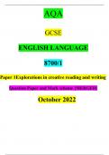 AQA GCSE ENGLISH LANGUAGE 8700/1 Paper 1Explorations in creative reading and writing Question Paper and Mark scheme {MERGED} LATEST UPDATE