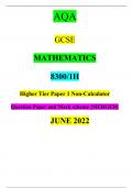 AQA GCSE MATHEMATICS  8300/1H  Higher Tier Paper 1 Non-Calculator  Question Paper and Mark scheme {MERGED} Guaranteed Pass