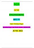AQA GCSE ENGINEERING 8852/W  Unit 1 Written Paper  Question Paper and Mark scheme {MERGED} Guaranteed Success