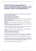 PC707 Pharmacology Module 2 Infection/Antimicrobials Questions and Answers 100% Correct(RATED A+)
