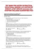 TEST BANK FOR SUCCESS IN PRACTICAL VOCATIONAL NURSING 10TH EDITION BY KNECHT LATEST UPDATE 2023/2024 ALL CHAPTERS INCLUDED GUARANTEED PASS